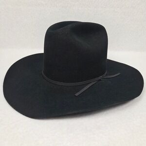 Vtg 1970's Resistol Ridgetop Cowboy Hat 6 7/8 Mens 4X Black Sheepskin‎ Western